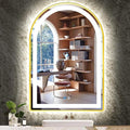 24 x 36 Inch Gold Arch LED Mirror for Bathroom Salon Wall Makeup Table Desk 36 Inch Arch Lighted Vanity Mirror with Lights 3 Color Dimmable AntiFog Gold Frame LED Arched Mirrors with Lights