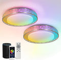 ASD 20 Inch Smart RGBW Flush Mount Ceiling Light with Remote - Brushed Nickel 42W 120V 2700-6500K Dimmable Ceiling Light Fixture, WiFi App Control RGB Lights, Alexa & Google Assistant - ETL, 2 Pack