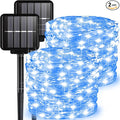 2 Pack Solar Fairy Lights Outdoor, 33 Feet 100 LEDs 8 Modes String Lights for Outside, Waterproof Solar Outdoor Light for Patio Yard Christmas Tree Halloween Wedding Party Decorations, Blue