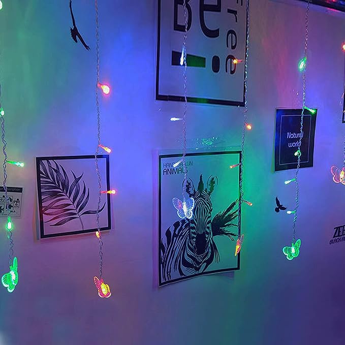 Butterfly Curtain Fairy Light, 8 Modes 120 LED USB Window Firefly Twinkle Timer String Lights 24 Butterflies with Remote, Waterproof Copper Wire for Room Bedroom Christmas Wedding Party Dorm Patio