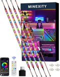 TV LED Backlight, 4 Pre-Cut 1.64ft/6.56ft Short LED Light Strip for Shelves, Remote and APP Control, USB-A/C RGB Color Changing Gaming Lights with DIY Mode and Music Mode, 96 LEDs