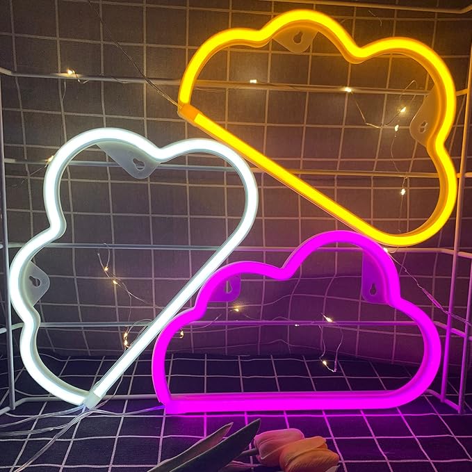 Cloud Neon Sign White Cloud Light Sign for Wall Decor,Battery or USB Powered Clouds Shaped LED Sign Decoration Lights for Bedroom Aesthetic Teen Girl Kid Room Christmas Birthday Wedding Party