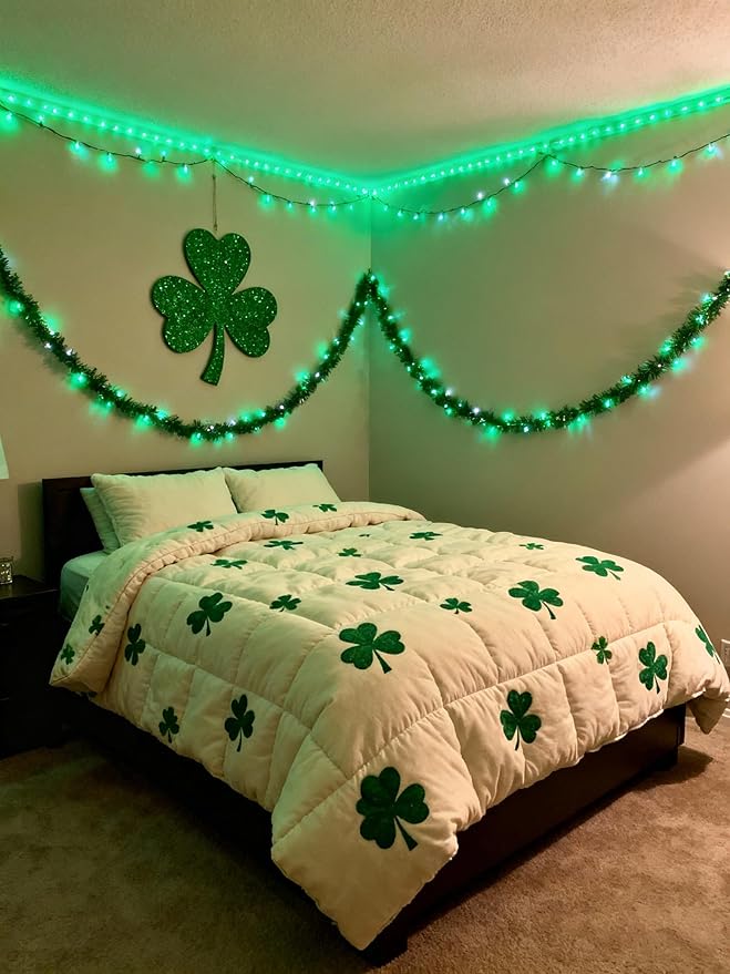 Green Led Lights Strip ST. Patrick's Day Decorations Indoor Rope Lights Easy DIY Cuttable Strip Lights for Room Bathroom Living Room Kitchen Ceiling Wall Vanity Mirror Decor