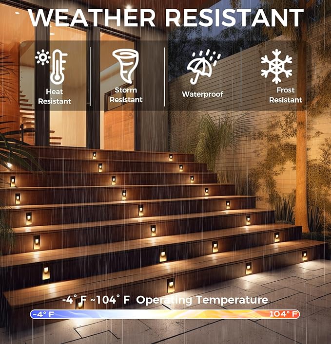 CLOUDY BAY 120V Dimmable 5 Color LED Indoor Outdoor Step Light,2700K/3000K/3500K/4000K/5000K 3W 35lm,Stair Lights,Black,6 Pack