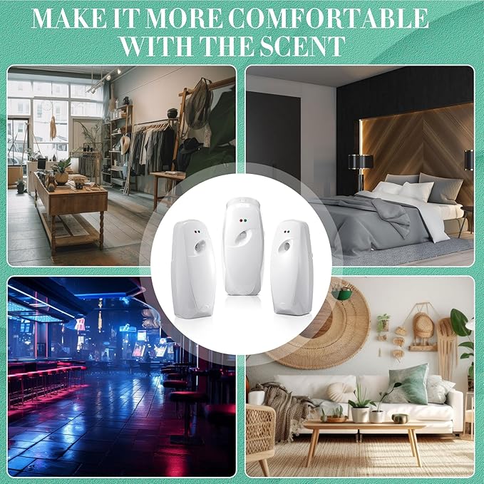 Maxcheck Automatic Air Freshener Spray Dispenser 2 Pack Wall Mounted Free Standing Restroom Air Freshener Battery Operated Automatic Sprayer Dispenser for Home Bathroom Commercial Time Scent(White)