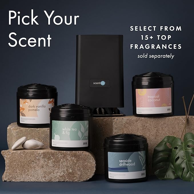ScentAir Whisper Essential | Diffuser Machine, Scents up to 800 Sq. Ft Room, Compatible with Alexa & Google, WiFi & Bluetooth Enabled, Cartridge Sold Separately (Black)