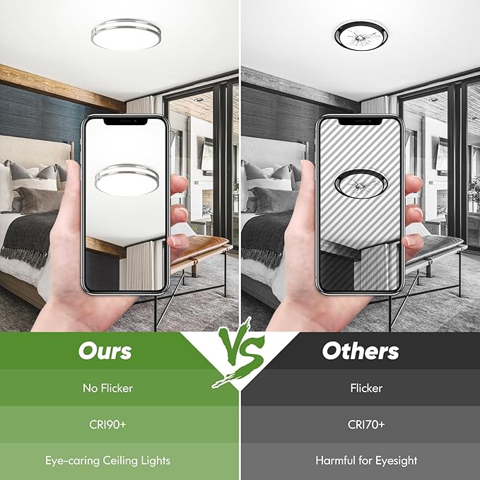 18inch 50W LED Flush Mount Ceiling Lights 5600lm Super Bright, Dimmable LED Ceiling Light Fixtures 2700K-6500K 5CCT Adjusted, 2-Pack Modern Light Fixtures Ceiling for Living Room Bedroom Kitchen
