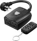 DEWENWILS Outdoor Timer Outlet Waterproof with 11 Modes, Outdoor Light Timer, 100FT Remote Control, for Outdoor Lights, Pump, Sprinkler, Fountain