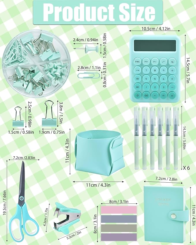 21Pcs Green and Blue Desk Organizers and Accessories With Mesh Desk Organizer and 360°Rotating Pen Holder and a Lot of Office Green Office Supplies Beautifully Presented in a Gift Box