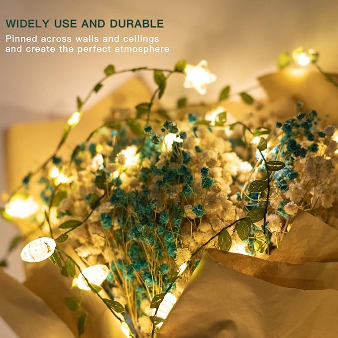 Vigdur 2 Packs Vine String Lights - Tiny Leaf Ivy String Lights with 48 Star Lights Battery Powered Waterproof Fairy Light Indoor Outdoor for Bedroom Party Garden Wall Décor St. Patrick's Day
