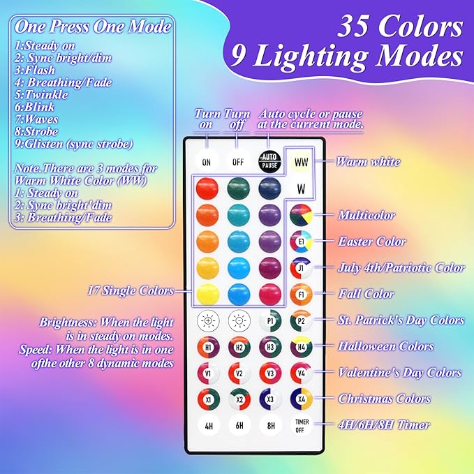 35 Colors Changing Christmas Lights, 98FT 300 LED 4th of July String Lights Green Wire with Remote, Waterproof Twinkle Light for Xmas Tree Holiday Party Indoor Outdoor