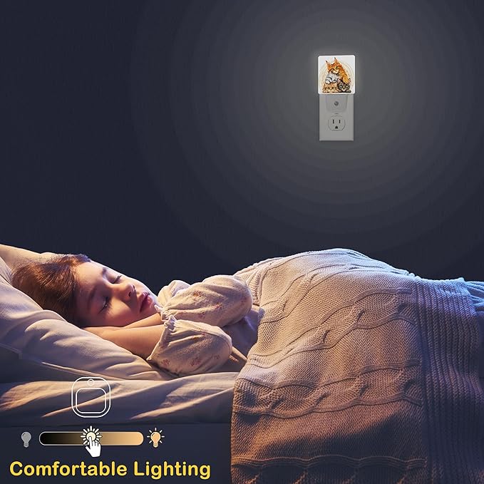 Cute Cats Night Light,Plug in Night Light, Dusk to Dawn Sensor Nightlights for Stairway/Hallway/Kitchen/Bedroom/Bathroom 0.5W