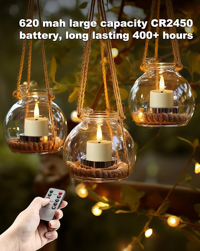 Remote Candles, 12Pcs Timer LED Votive Candle, Realistic 3D Flickering Flameless Tea Light Candles Battery Operated with 2/4/6/8H Timer for Home Decor- Ivory Base