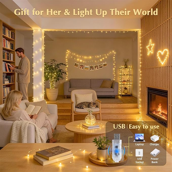 JMEXSUSS Twinkle Fairy Lights, 66 ft 200 LED USB Plug in String Lights with Remote & Timer, 8 Modes for Bedroom Indoor DIY Birthday Party Wedding Holiday Classroom Christmas Garden Decorations
