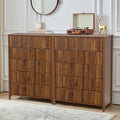 5 Drawer Double Dresser for Bedroom, Modern Wide Chest of Drawers with Fluted Panel Design,Wood Storage Dressers Chest of Drawers for Bedroom Living Room Hallway Closet,Walnut,2 Sets