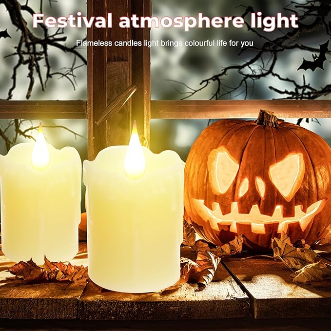 3 PCS Real Wax Rechargeable Flameless Warm White LED Candles,Remote Control,D2 x H4”,Brightness Adjustable Flickering Battery Operated Tea Lights Candles with timer,for Christmas, Wedding, Home Decor