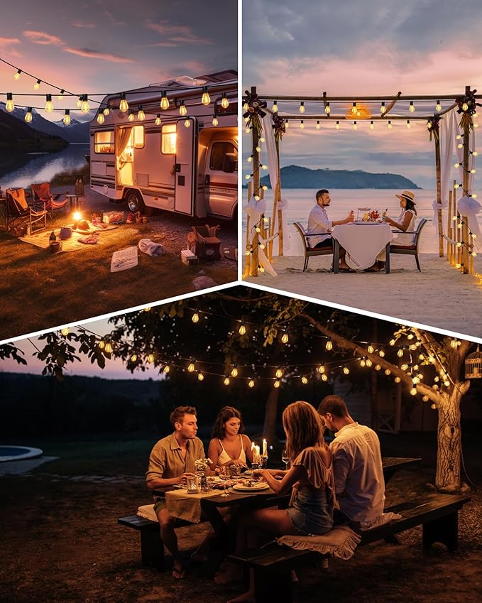 Torkase Dimmable S14 LED Patio Lights 60FT 20+1 Vintage Bulbs, ETL Listed Commercial Grade Waterproof String Lights for Porch, Gazebo, Market Lighting