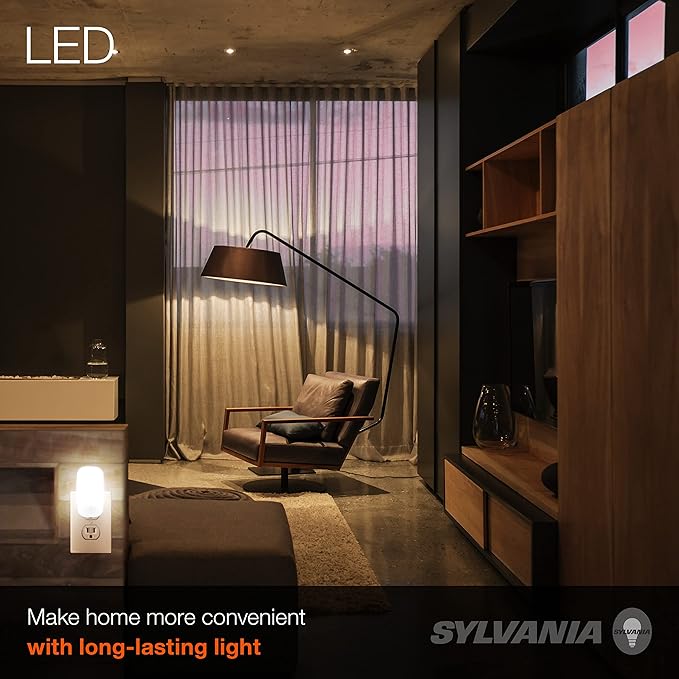 LEDVANCE Sylvania LED Mini Automatic Plug-in Night Light with Sensor, Motion Activated, Dusk to Dawn, Warm White, Plug-in Type - 2 Pack (64988)