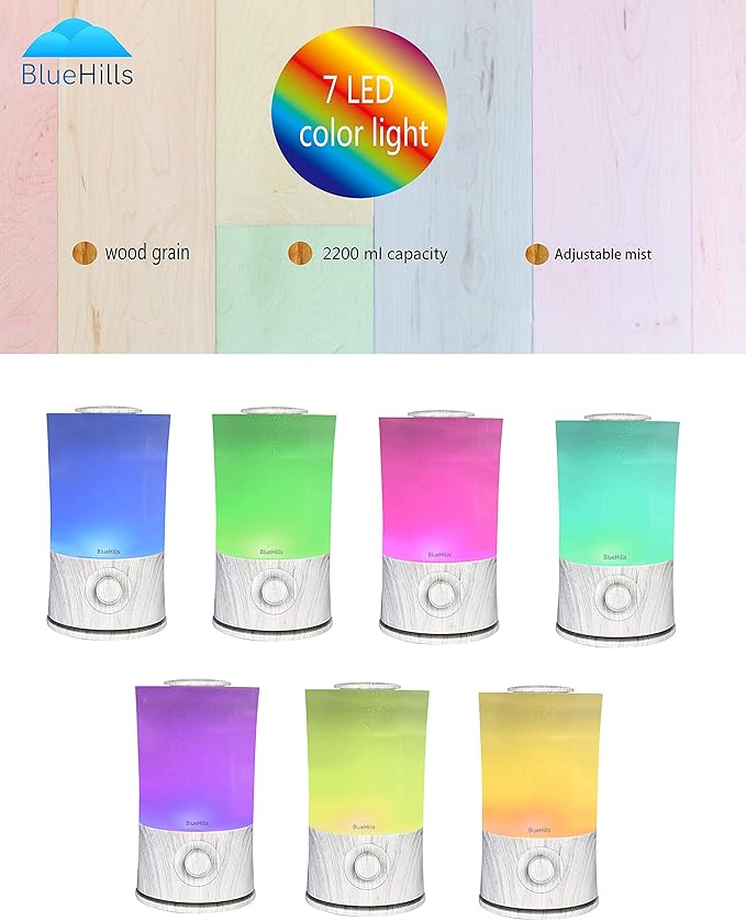 BlueHills Premium Large 2300 ML and 2500 ML XL Essential Oil Diffusers Humidifier Combo Set of 2 for Large Room Home with Décor LED Lights Great Gift – Value Pack of White