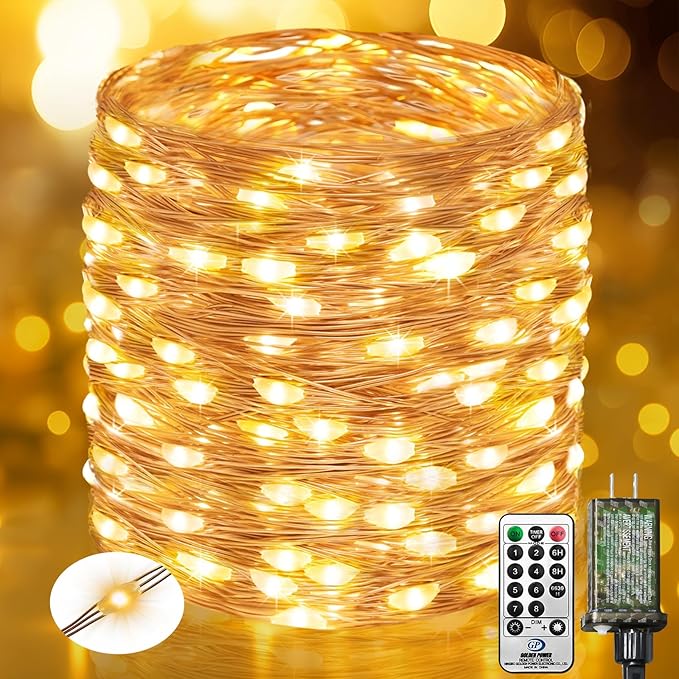 btfarm Fairy Lights Plug in with Remote, 330FT 1000 LED Outdoor Twinkle Lights Waterproof with Timer, 8 Modes Indoor String Lights for Bedroom Patio Garden Wedding Christmas Decoration, Warm White