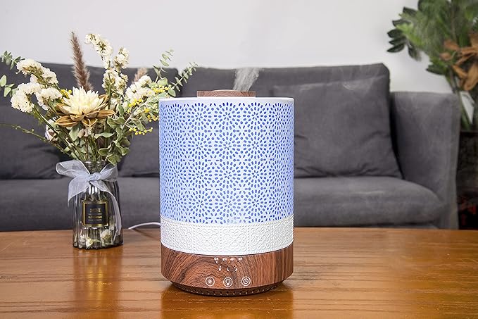 BlueHills Premium Set of Two Large 2500 ML and 4000 ML Tall XL Essential Oil Diffusers Humidifier Combo for Large Room Home with Décor Cover LED Lights Great Gift – Value Pack of Dark Wood Grain.