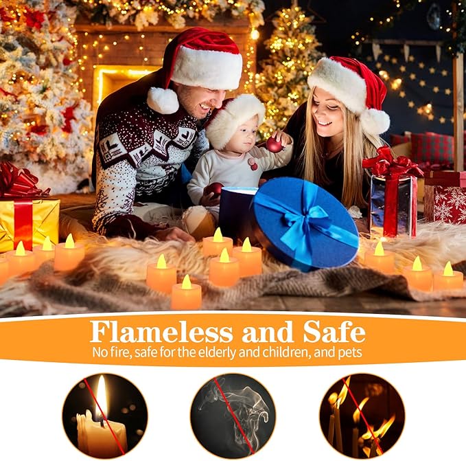 KOABY 50 Pack Flameless Votive Candles, Last8H+, Warm Yellow Light, No Timer or Flickering