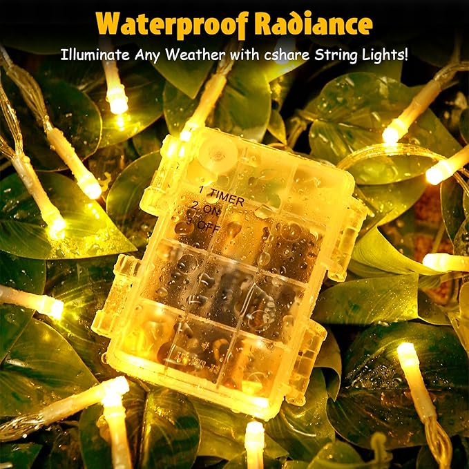 String Lights Outdoor Waterproof 9.8ft 30 LED, Warm White Fairy Lights Battery Operated with Timer Clear Wire for Indoor & Outdoor Decorations Garland Party Garden