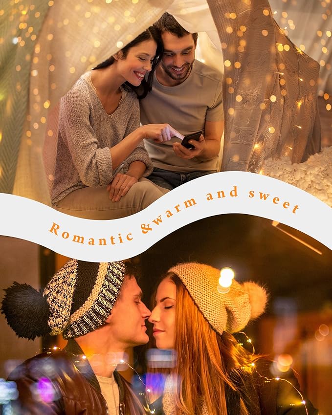 Riakrum 7ft 20 Fairy Lights Battery Operated [3 Styles], LED String Lights Bulk Waterproof String for Christmas Mason Jars Wedding Engagement Party Decorations Table Centerpiece(Warm,50 Pack)