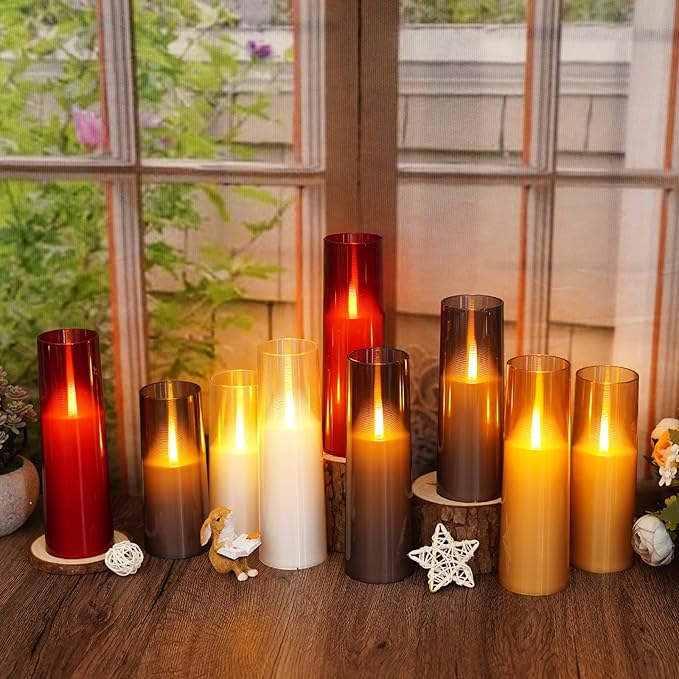 Flameless LED Candles Upgraded Realistic Flickering Flame,7Pcs Battery Operated Candles with Remote Timers,LED Pillar Candles for Home Decor,Christmas,and Parties（White）