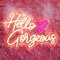Hello Gorgeous Neon LED Neon for walls Warm White neon lights for bachelorette parties Birthday Engagement parties Wedding decorations with switch 16.5 "X 11"