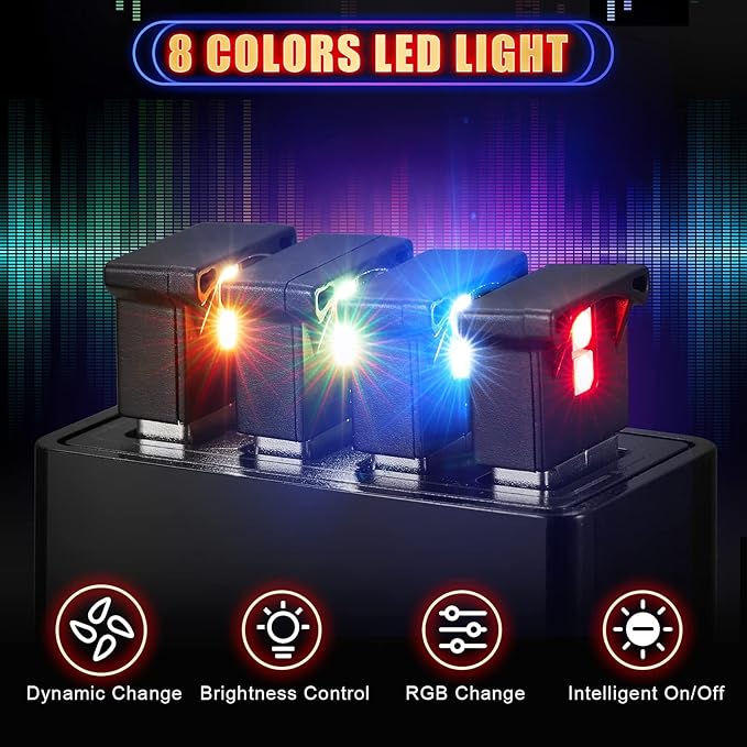 Frienda 2 Pieces Mini USB LED Light, Car LED Interior Lighting 5v Smart USB Atmosphere Light, Laptop Keyboard Office Decoration Night Lamp, Adjustable Brightness, 8 Colors