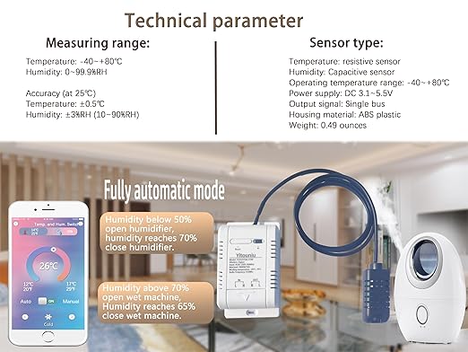 Zigbee 16A Tuya Smart WiFi Sensor | Temperature and Humidity Monitoring and Control, Energy Consumption Monitoring | Dry Contact | Compatible with Alexa Google(Need Tuya Zigbee Hub)