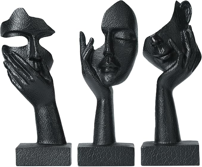 Aris & Juno 3 Pcs Thinker Statue Set - Abstract Sculpture Home Decor for Living Room, Office Desktop, and Room Decor - Adorable Resin Figurines for Shelves, Coffee Tables and TV Stand, Gift for Women