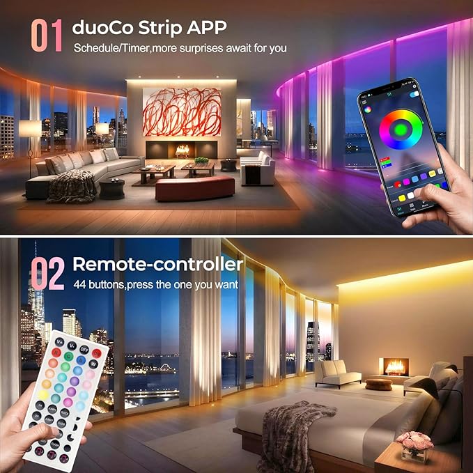 LUXONIC Neon LED Strip Light, 16.4Ft Waterproof RGB Light Strip with App/Remote Control,24V Flexible Rope Lights, Multiple Mode,Music Sync Gaming,Suitable for Indoor Outdoor Decoration