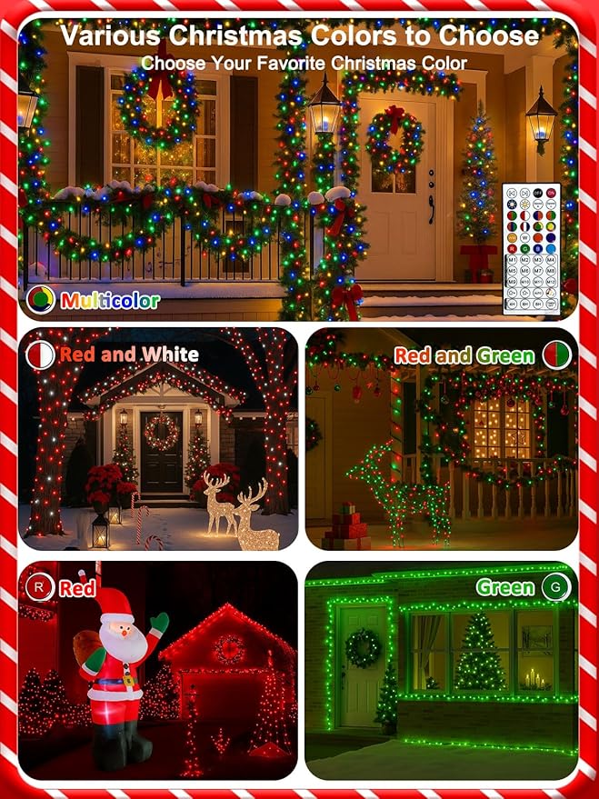 600LED Smart 4th of July String Lights App Controlled, 208T Waterproof Red White and Blue Lights, Patriotic RGB Color Changing Twinkle Light with Remote & Timer Indoor Outdoor for Memorial Day Decor