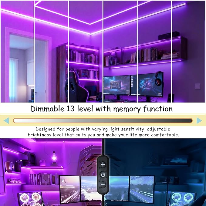 Purple Led Lights Strip Indoor Rope Lights Easy DIY Cuttable Strip Lights for Room Bathroom Living Room Kitchen Ceiling Wall Vanity Mirror Decor