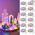 Minetom 12 Pack Fairy Lights Battery Operated String Lights 8 Modes, 7ft 20LED Multicolor Waterproof Silver Wire Twinkle Lights, Firefly Starry Moon Lights for Mason Jars DIY Christmas Wedding Party