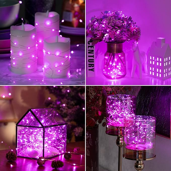 HXWEIYE 12 Pack Fairy Lights Battery Operated, 7ft 20LED Mini Twinkle String Light for Mason Jar DIY Wedding Table Centerpieces Party Bedroom Christmas (Pink)