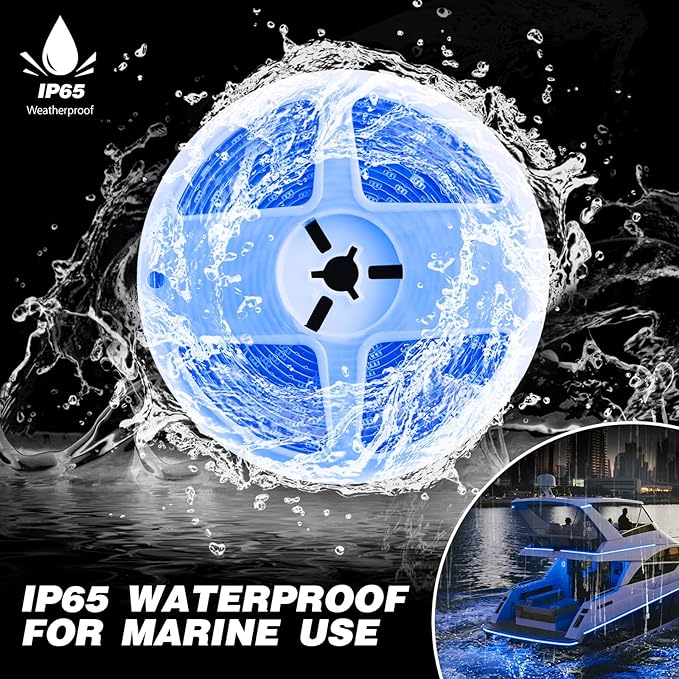 Upgraded Marine LED Light Strip - 12V 32.8FT Boat Lights with 2M Cigarette Lighter Plug, IP65 Waterproof, for Indoor Outdoor Pontoon Yacht RV Cabin