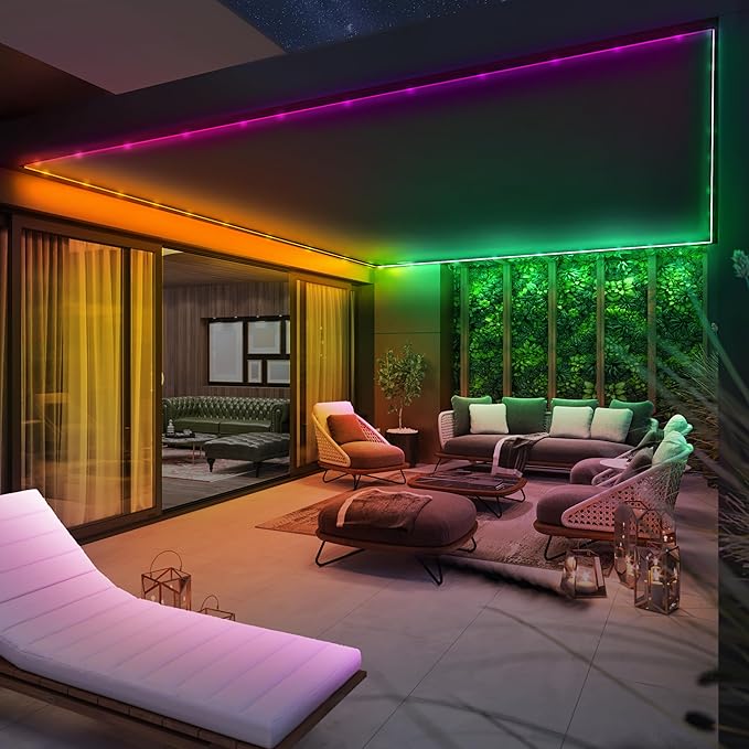Feit Electric 100ft Chasing & Tunable White LED Tape Light, Dimmable, RGB Colors, Cuttable for Custom Fit, Slim 0.4-Inch Width, Indoor/Outdoor Plug-in Light Strip, Remote Controlled, TAPE1200/CHASE