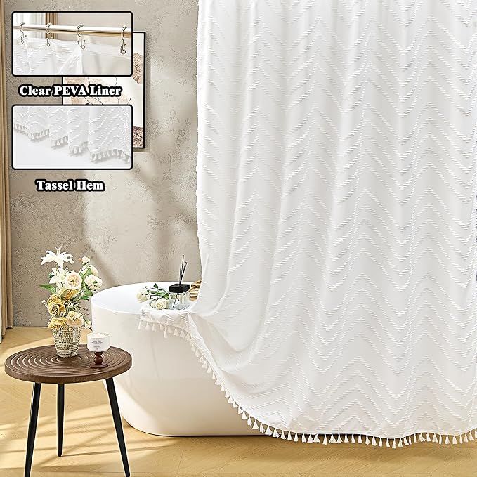 Bathroom Accessories Set-23Pcs Set, Complete Bathroom Essentials, Bathroom Set with Shower Curtain and Liner Sets, Trash Can, Soap Dispenser,Modern Bathroom (White, Bath Set+Shower Curtain&Liner Set)