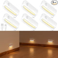6 Pack Motion Sensor Night Light, Rechargeable Stair Lights Indoor, Warm White Motion Sensor Light Indoor, Battery Operated Night Light for Hallway, Stairway, Bathroom, Bedroom, Kitchen