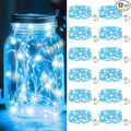 kolpop 12 Pack LED Fairy Lights Battery Operated with 3 Modes, Mini Twinkle String Lights Battery Powered Waterproof for Christmas Mason Jars Party(Blue&White)