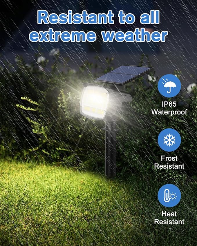 Fabrito Large Solar Spot Lights Outdoor 2 Pack, 1000 Lumens High Brightness, IP65 Waterproof Solar Spotlight with 136 LEDs, Dusk to Dawn Solar Landscape Lights for Yard, Garden, Pathway, Plants(White)