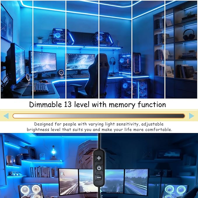 Blue Led Lights Strip Indoor Rope Lights Easy DIY Cuttable Strip Lights for Fish Tank Bar Room Bathroom Living Room Kitchen Ceiling Wall Vanity Mirror Decor