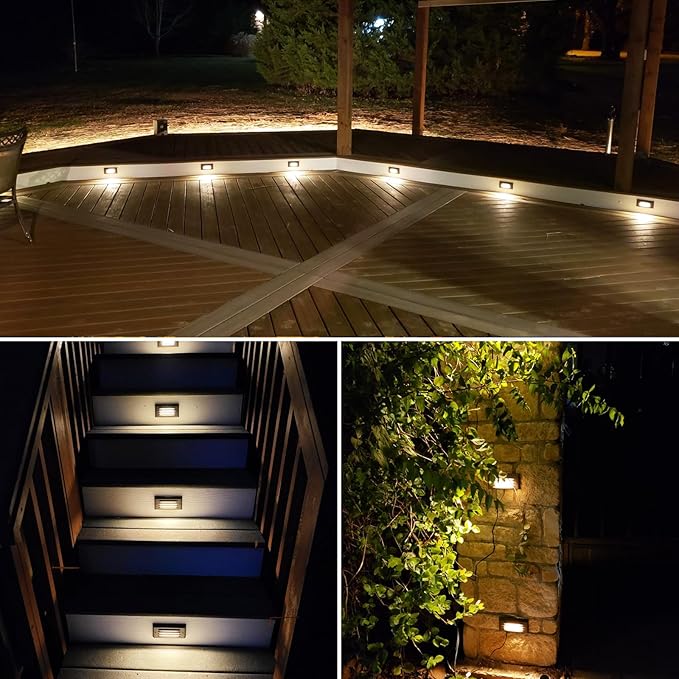 SUNVIE Low Voltage Step Lights 5W LED Step Lights Outdoor 3000k Low Voltage Deck Light with Horizontal Louver Faceplate Deck Stair Light for Stairs Fence Post Fastlock2 Connectors Included, 8 Pack