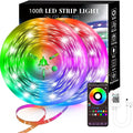 100FT Smart LED Strip Lights , RGB Strip Lights Sync to Music with 40 Key Remote Controller LED Lights for Bedroom, Christmas Lights decration (Multi-Colored, 100FT)