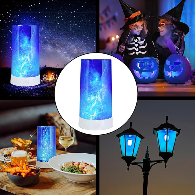 4X LED Flame Effect Light , USB Rechargeable 4 Modes Flickering Flame Candle Lantern with Remote Timer Gravity Sensing Effect Magnetic Base Waterproof Dimmable Outdoor Hanging Lamps Camping