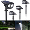 Flacchi Solar Lights Outdoor Waterproof - 2 Lighting Modes Solar Powered Garden Yard Spot Lights for Outside Landscape (Cool White, 4 Pack)