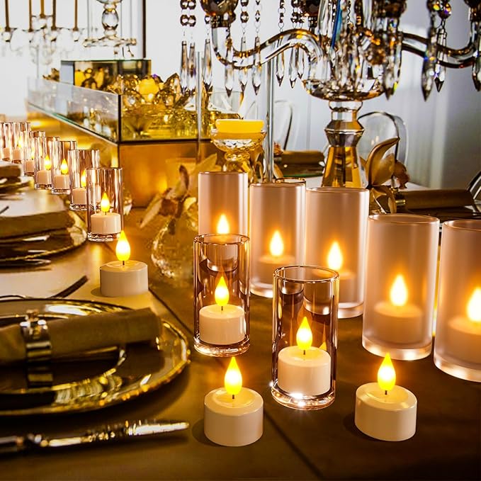 SoulBay Rechargeable Tea Lights with Remote, 6pcs LED Electric Flameless Flickering Candles with Timer & USB Cable for Home Lantern Table Party Bedroom Holiday Decorations, No Battery Needed